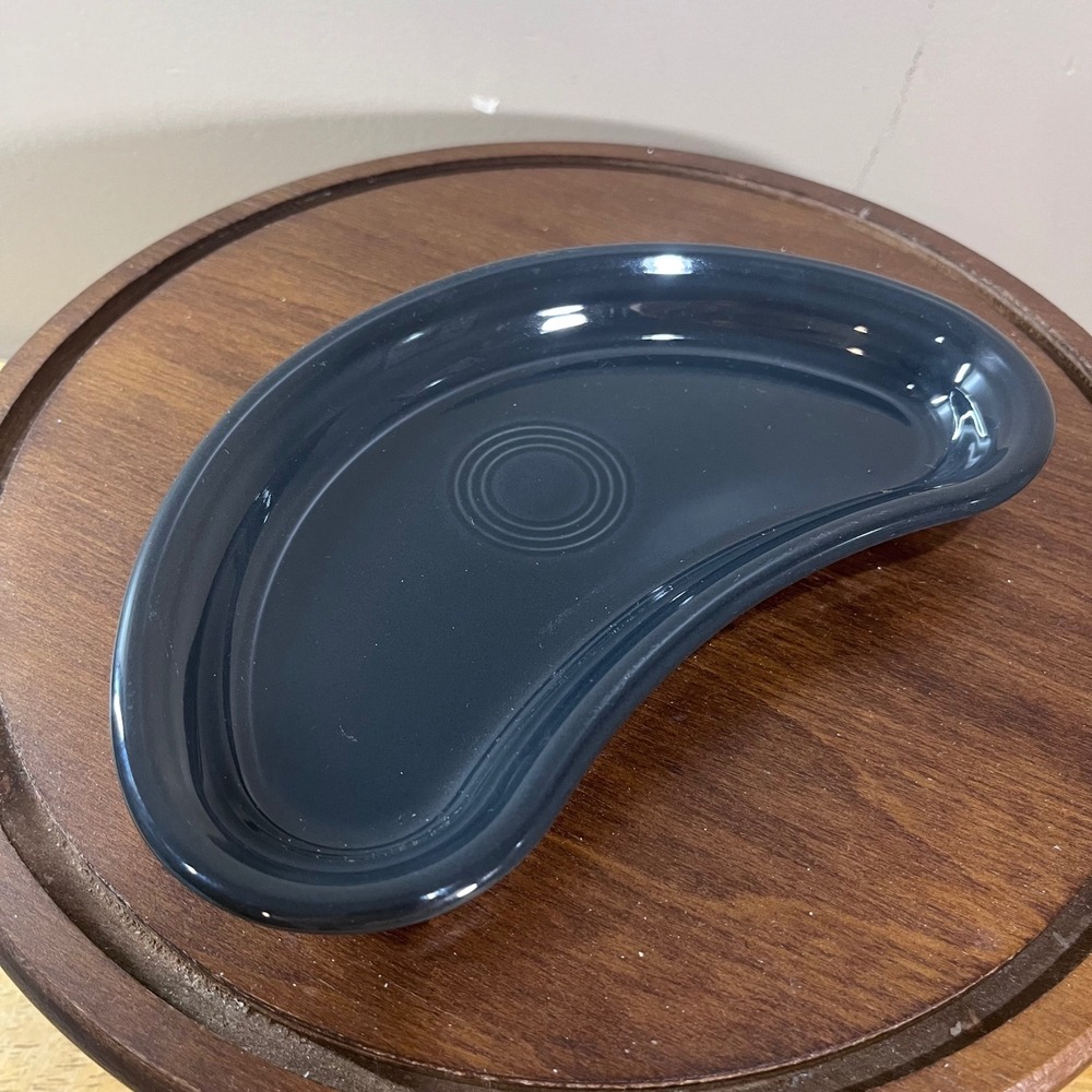 Fiesta Crescent Plate Slate Gray Vtg Style Ceramic Salad Bone Plate 8"